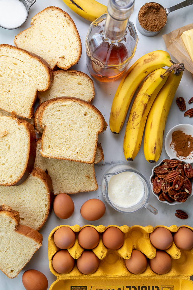 This Easy Bananas Foster French Toast is one of our favorite breakfast recipes! Crispy slices of buttery brioche are topped with a delicious homemade bananas foster sauce made from dark rum, butter, brown sugar, heavy cream, and crunchy pecans. Delicious on it's on, but devilishly good with whipped cream or vanilla ice cream!